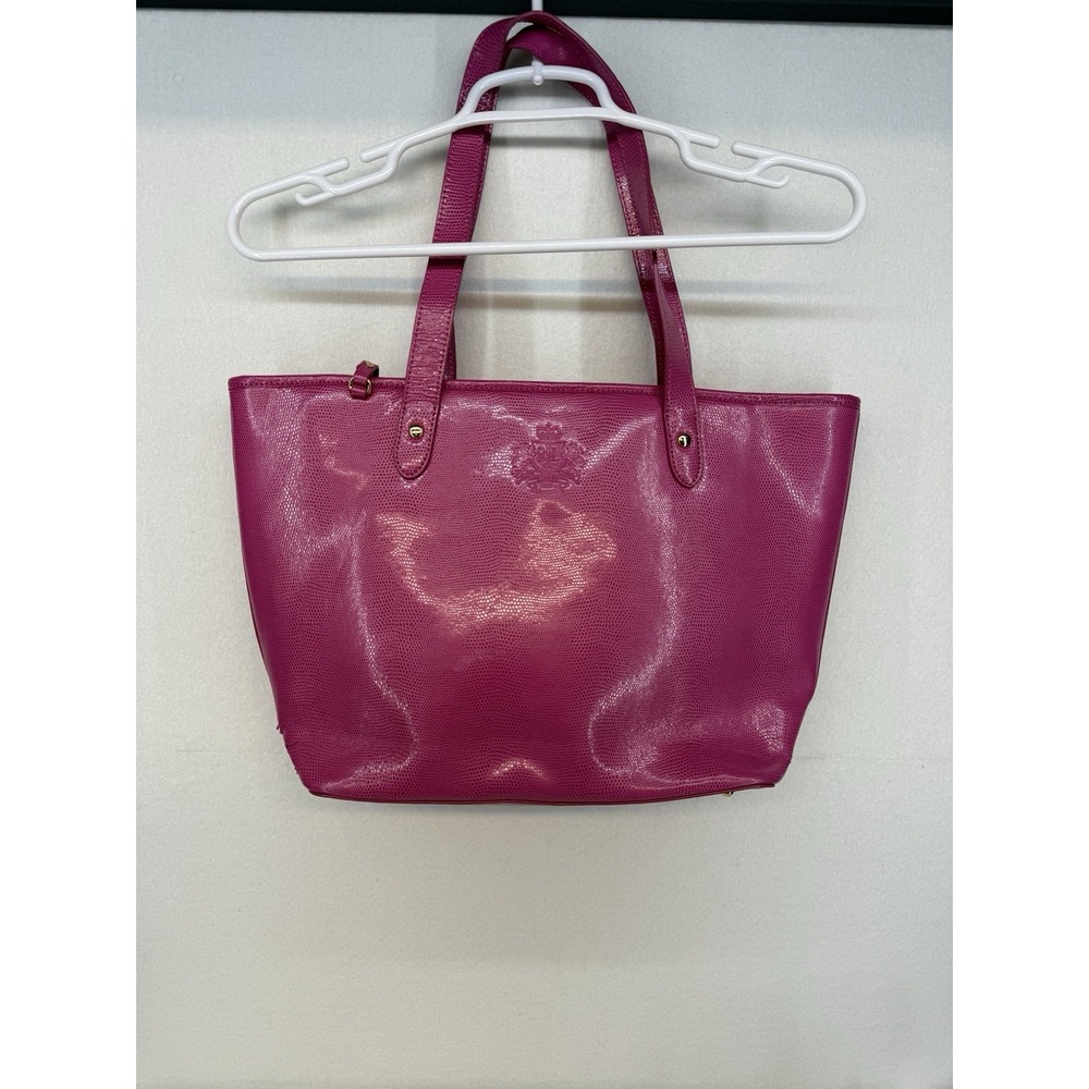 Polo Ralph Lauren Hot Pink Embossed Vegan‎ Leather Tote Bag With Clutch